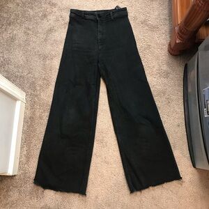 ZARA Black Marine Wide Leg Cropped Sailor Pants Jeans
